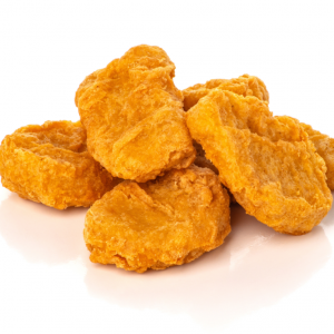 Crispy chicken nuggets, perfect for a quick bite or sharing, served in a pack of eight.